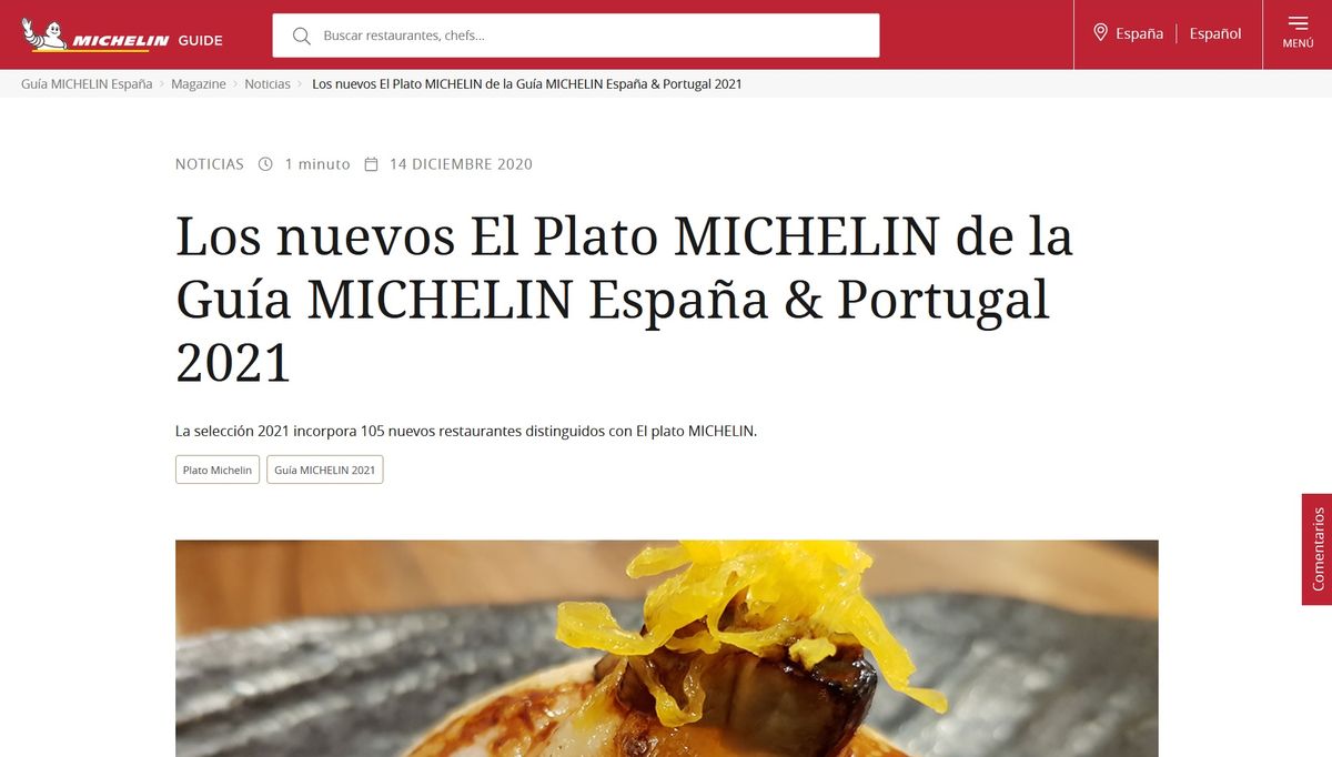 El Restaurante Javier Montero, nuevo El Plato Michelin